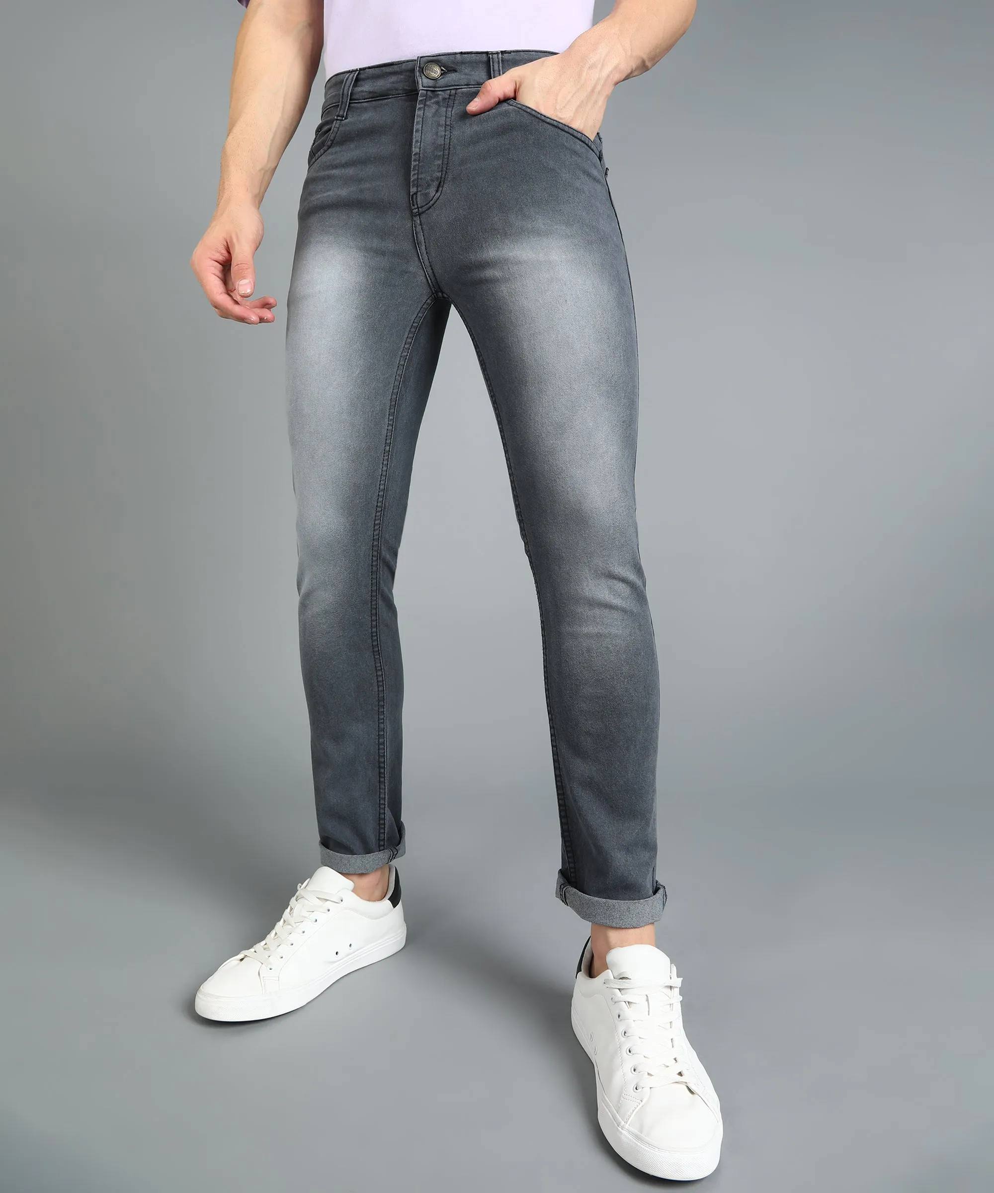 Men's Grey Slim Fit Stretchable Jeans