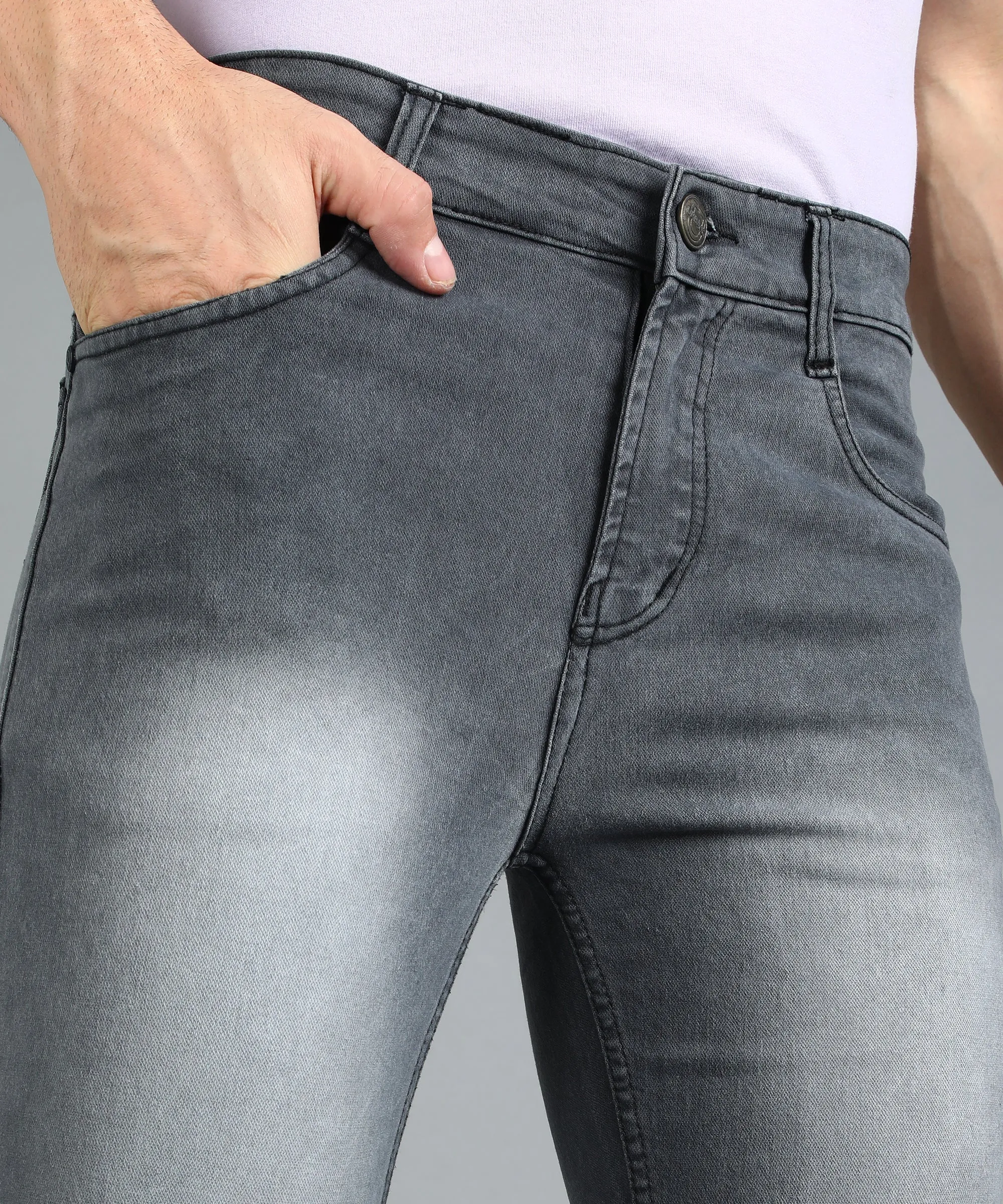 Men's Grey Slim Fit Stretchable Jeans