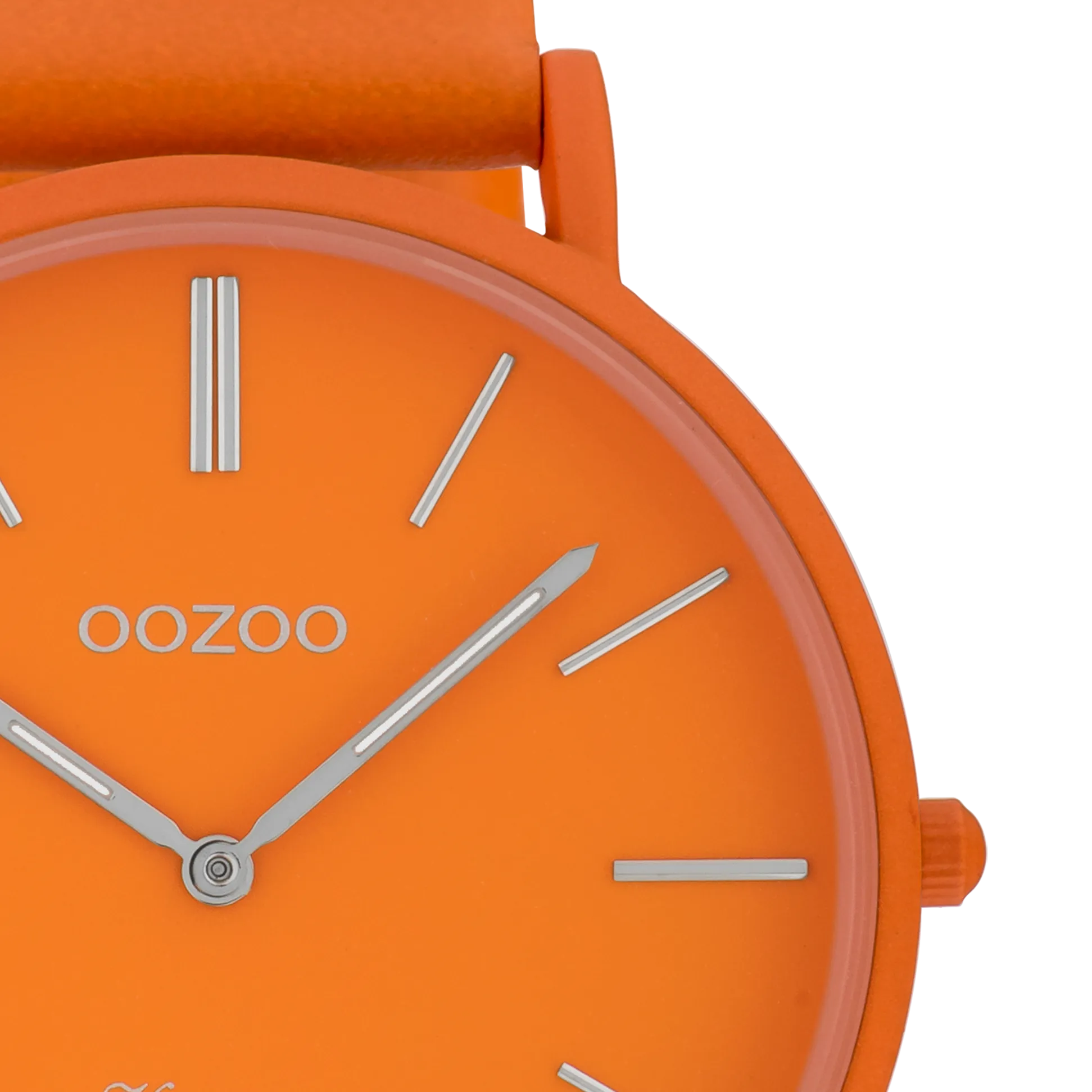 Orange  watch with orange leather strap