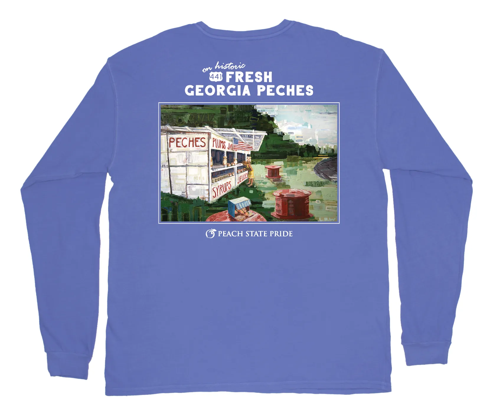 'Peches' Long Sleeve Pocket Tee