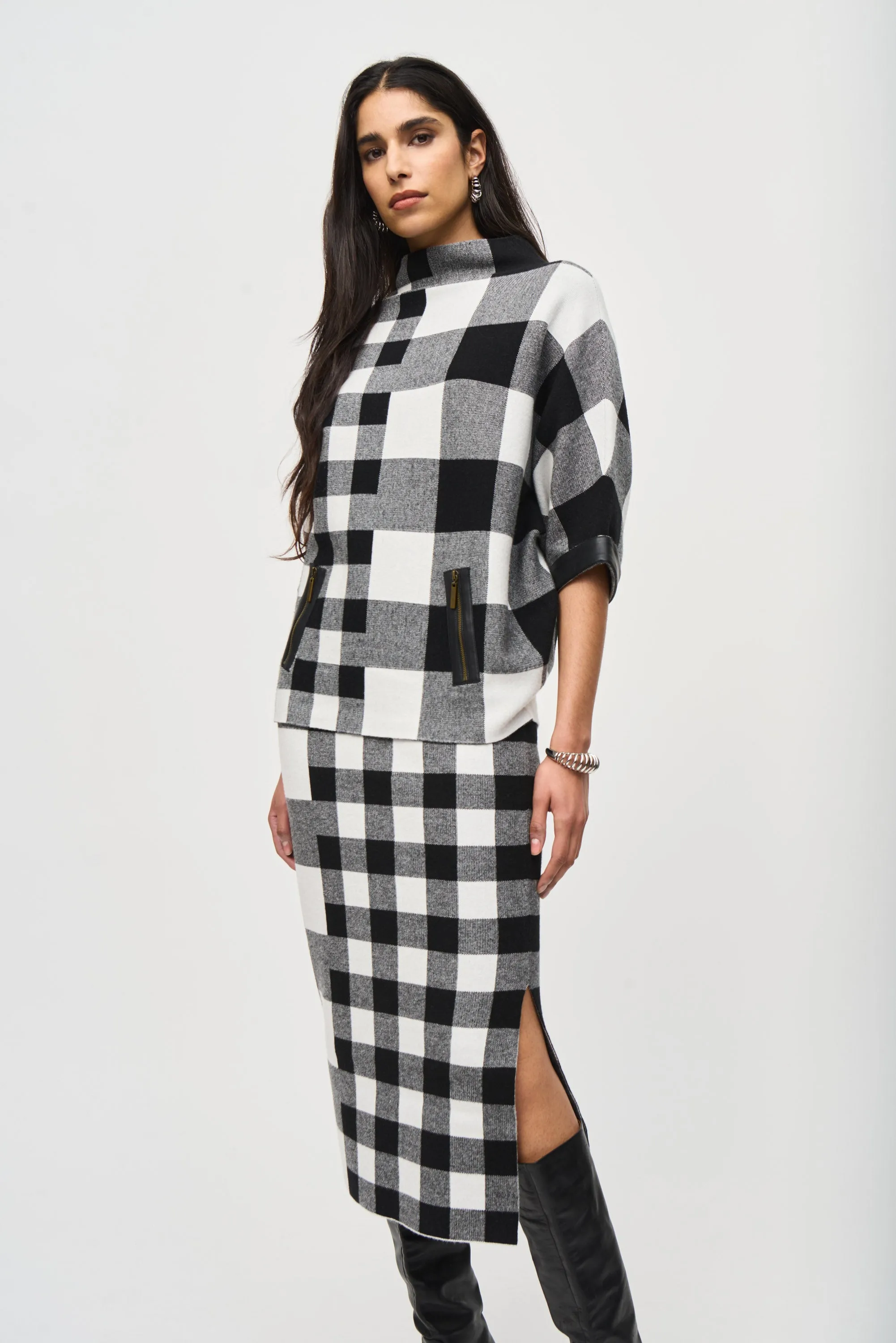 Plaid Jacquard Knit Sweater 243946