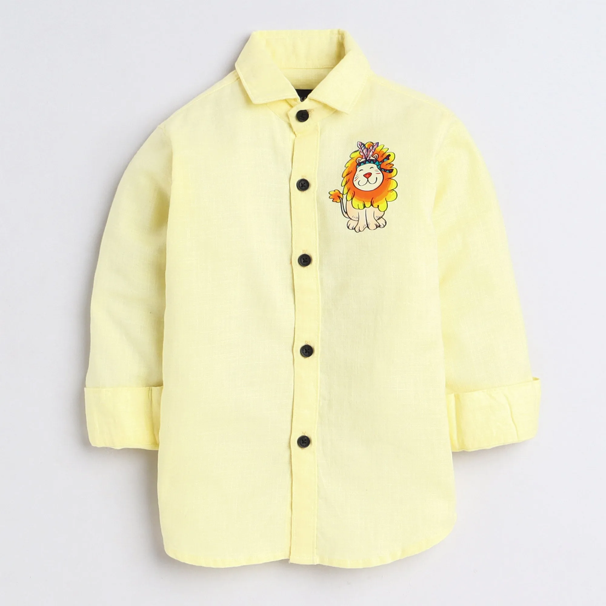 Polka Tots cotton multi color lion shirt - yellow