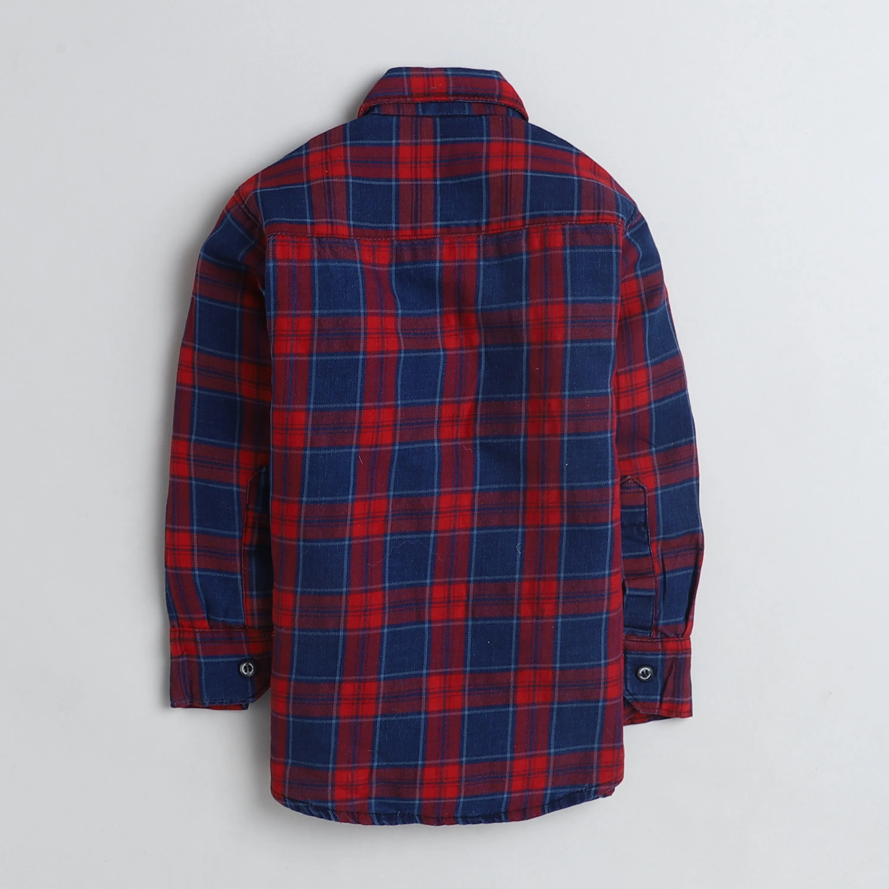 Polka Tots Full Sleeve Checkered Shirt Cool - Red