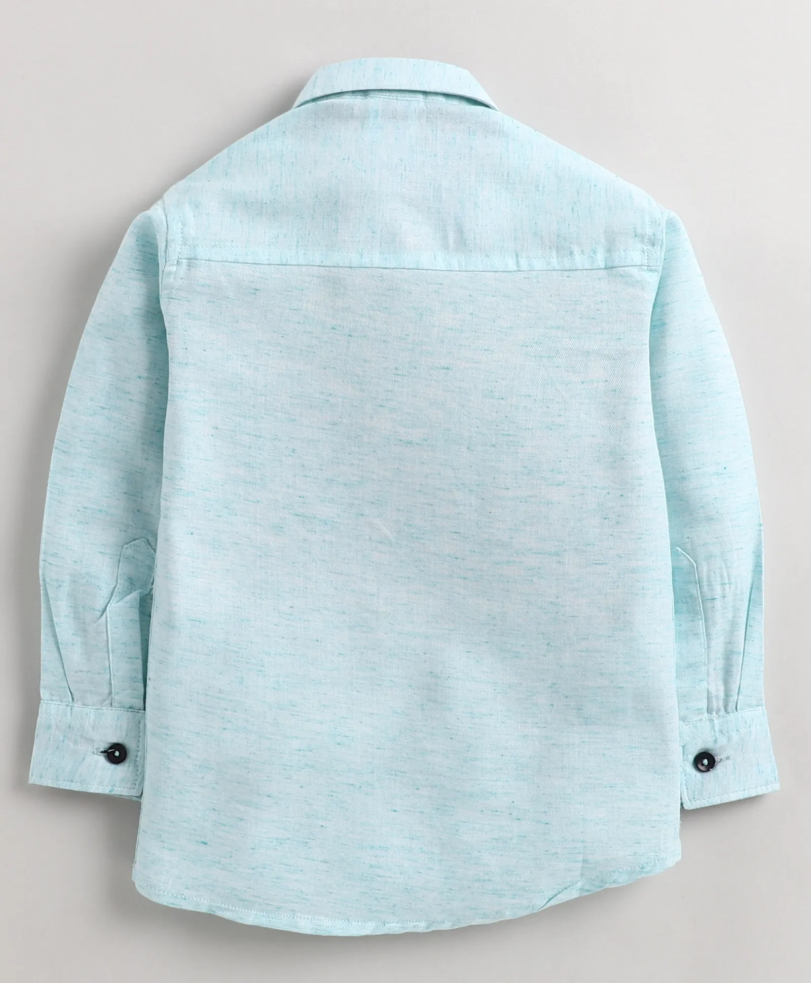 Polka Tots Full Sleeves Crocodile Patch Detailing Shirt - Light Blue