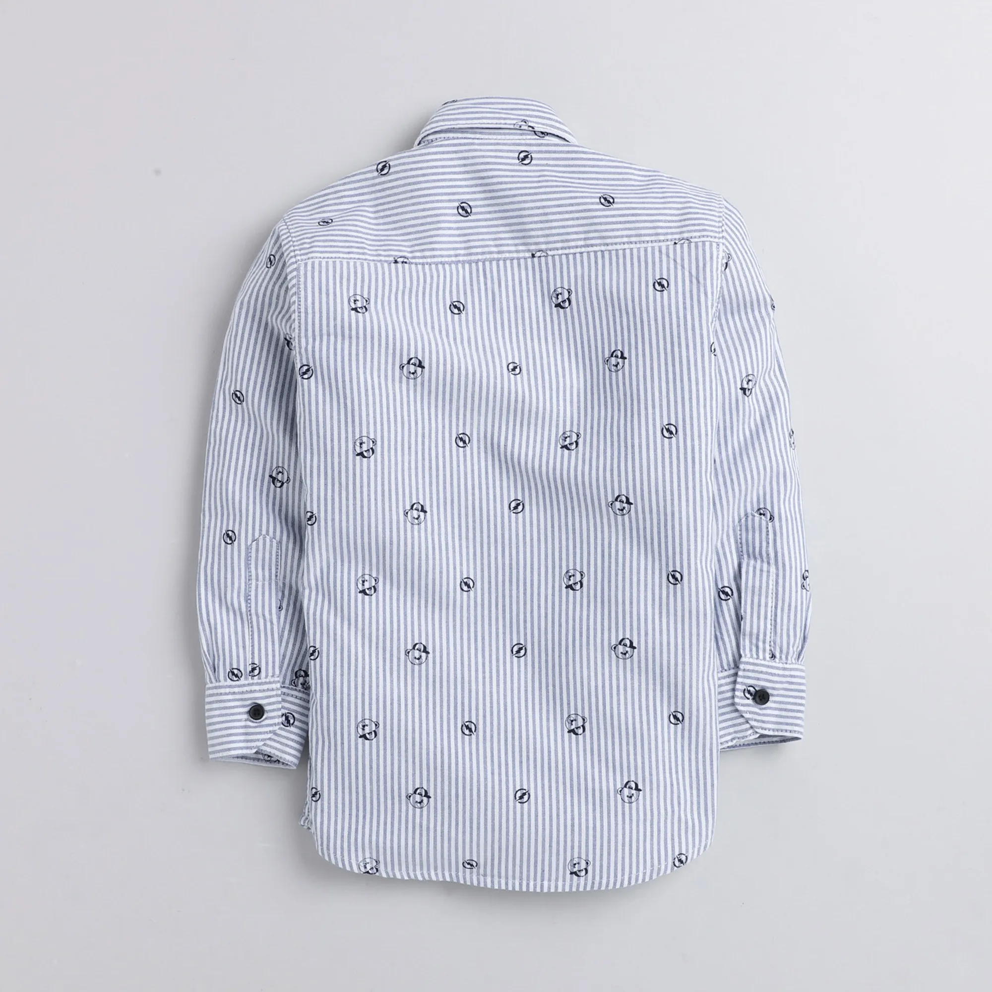 Polka Tots Full Sleeves Striped Shirt With Attached Tee - Blue