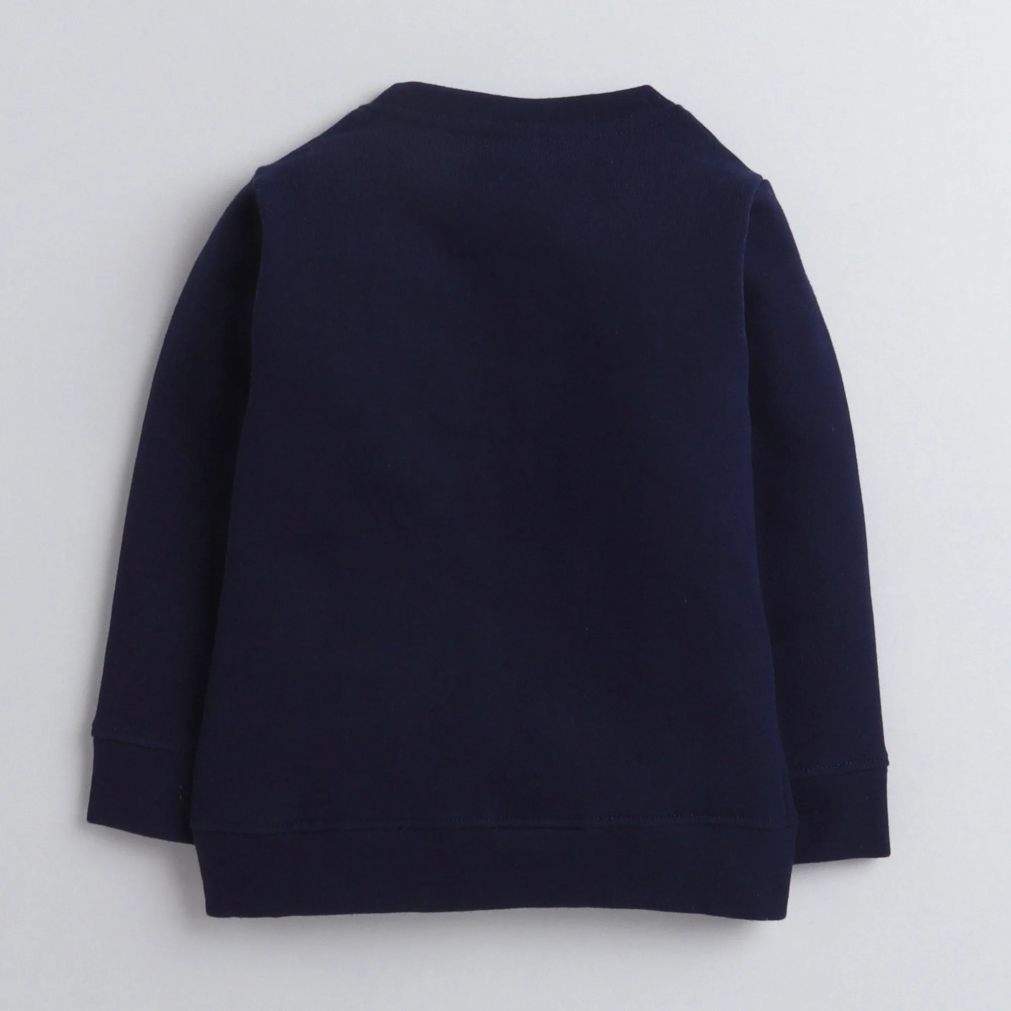 Polka Tots Full Sleeves Sweatshirt Bunny Print with Pom Pom Detail Navy Blue