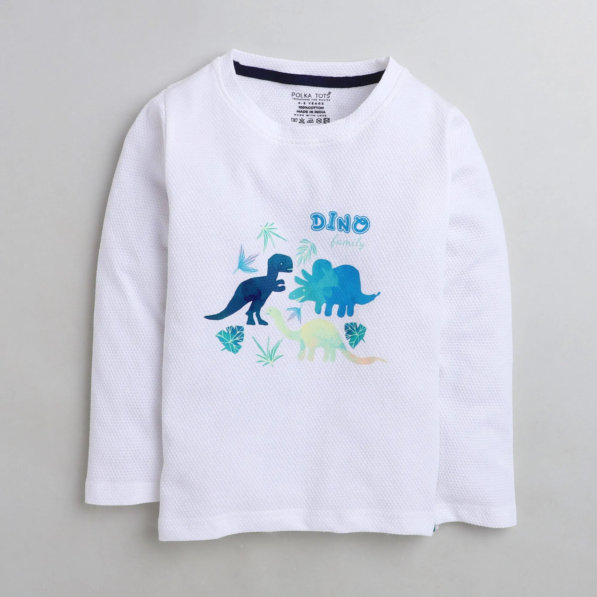 Polka Tots Full Sleeves T-Shirt Cotton - Dinosaur