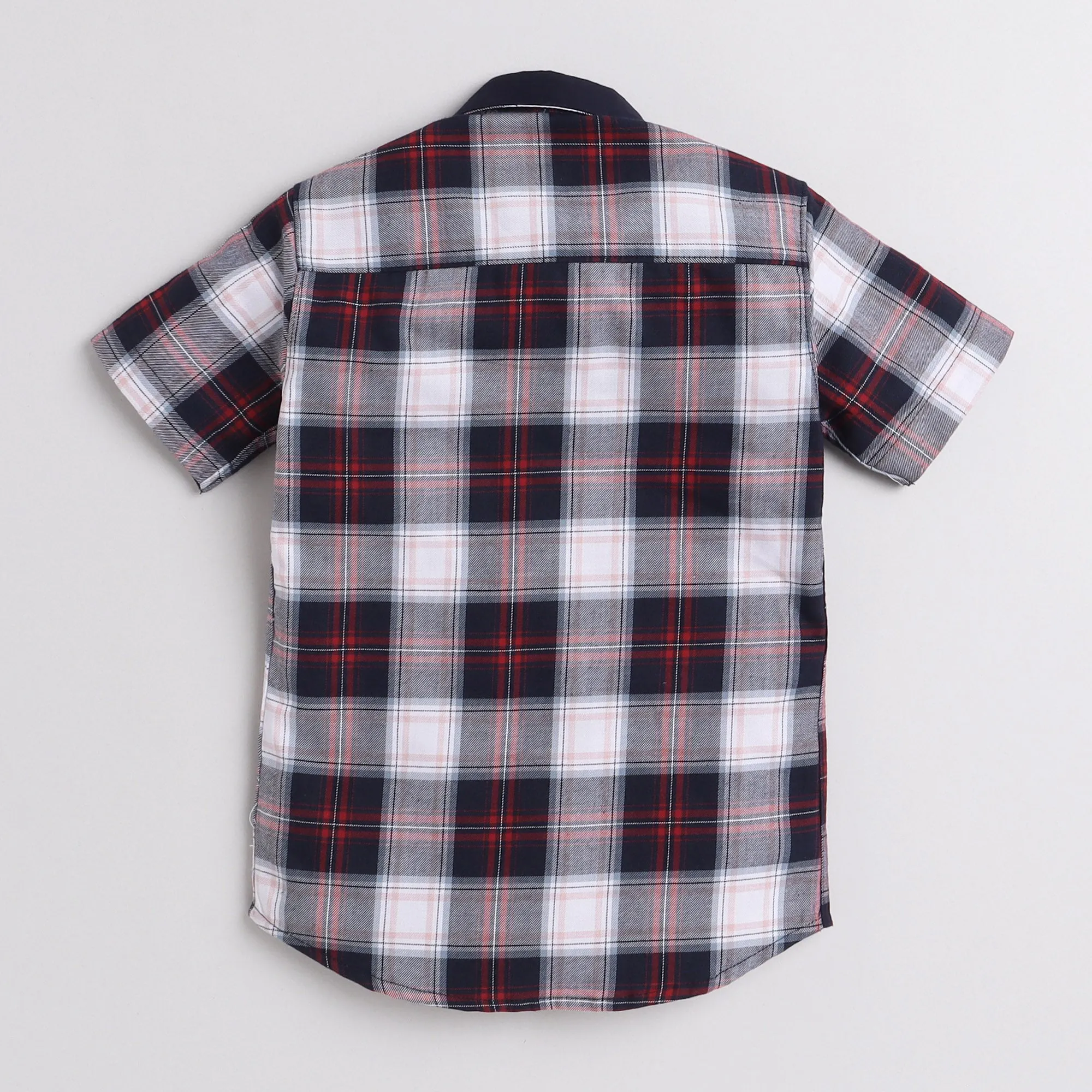 Polka Tots Half Sleeve Checks Shirt PT Rubber Print - Black