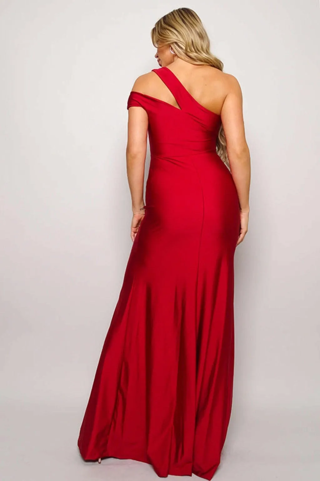 Chic One Shoulder Slit Maxi Dress for Women - Elegant Evening Wear