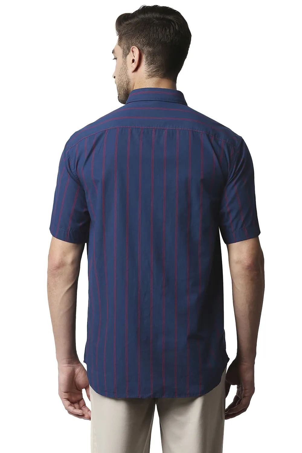 Slim Fit Stripe Halfsleeves Shirt