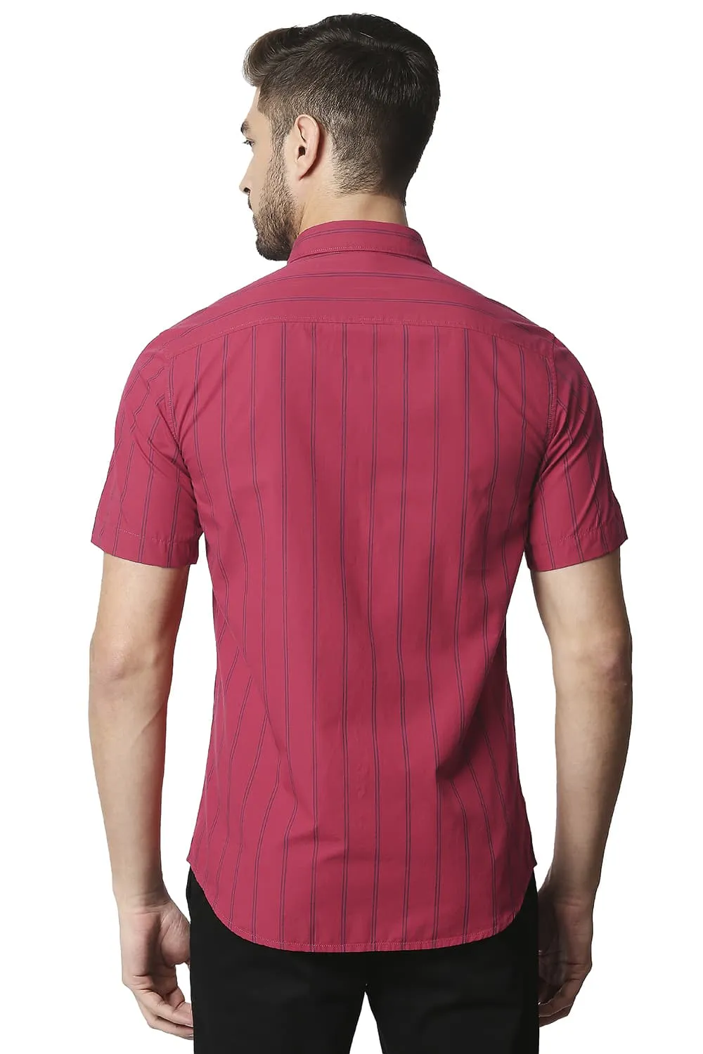 Slim Fit Stripe Halfsleeves Shirt