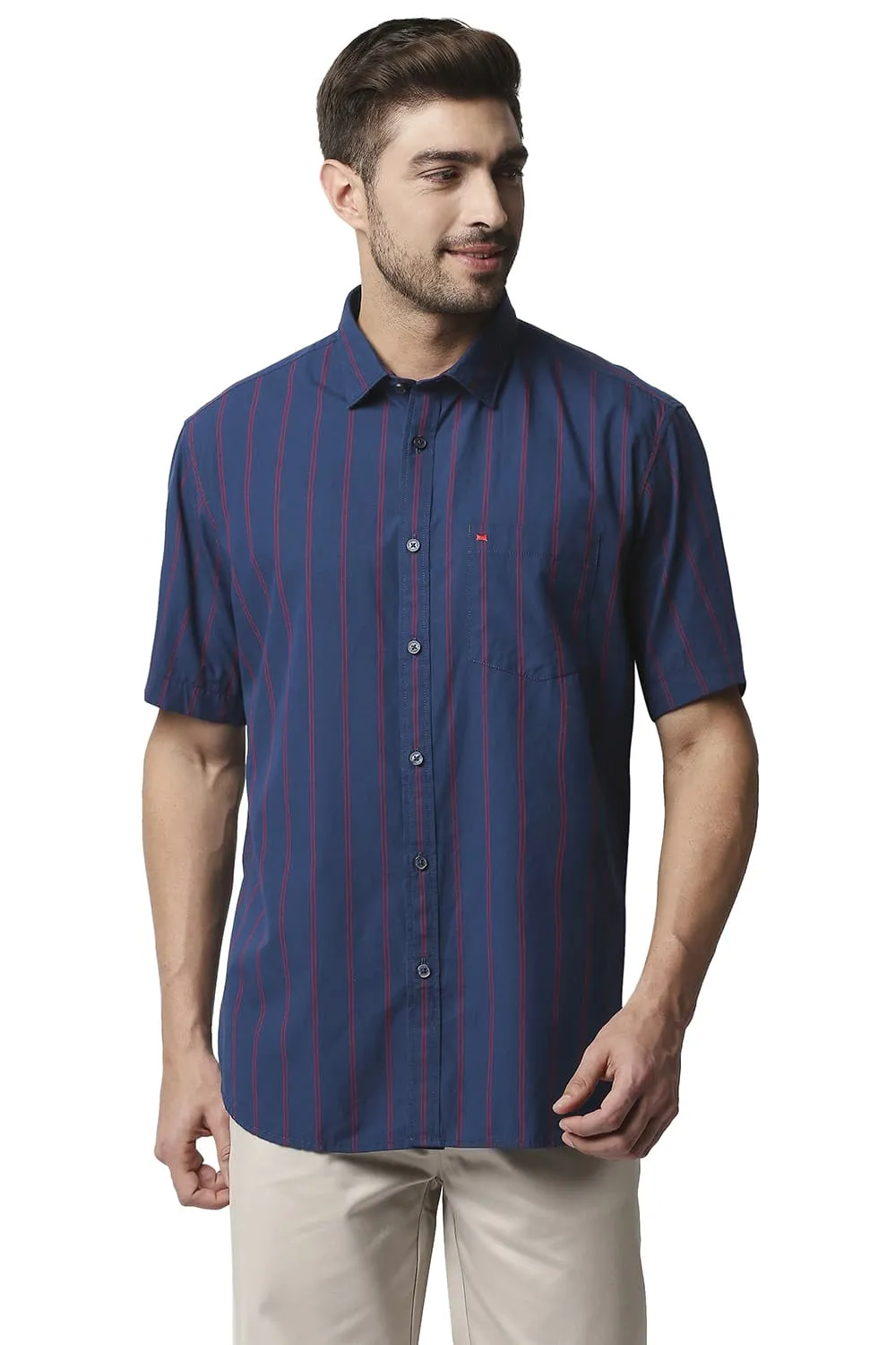 Slim Fit Stripe Halfsleeves Shirt