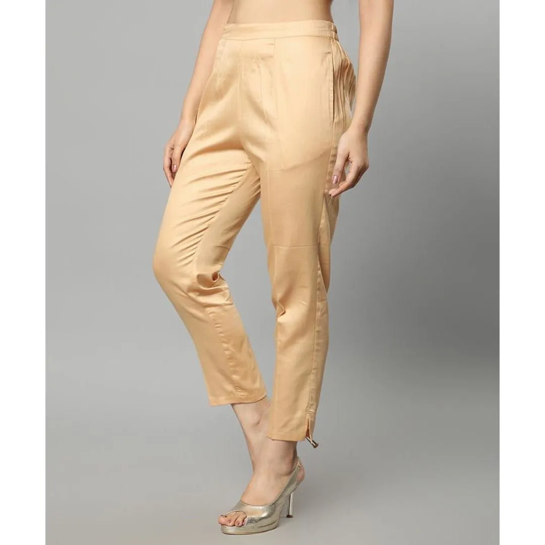 Straight Fit Cream Drainpipe Pants