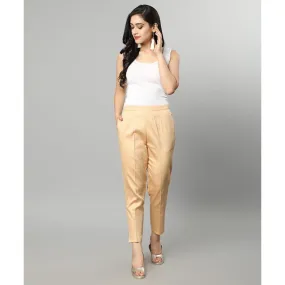 Straight Fit Cream Drainpipe Pants