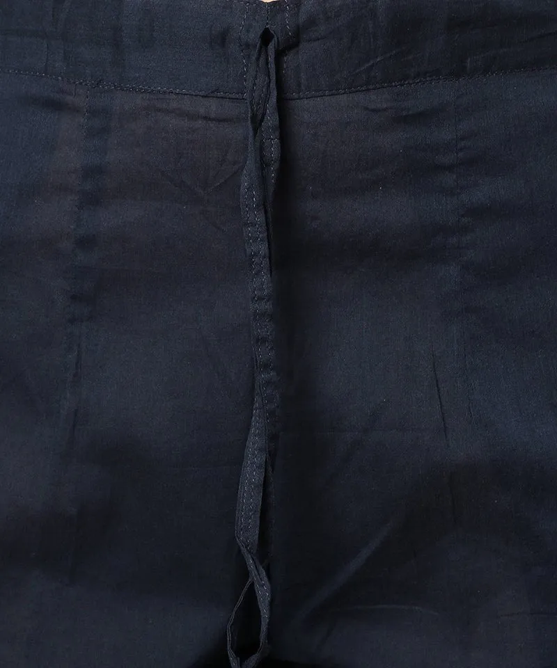 Straight Fit Navy Blue Drainpipe Pants