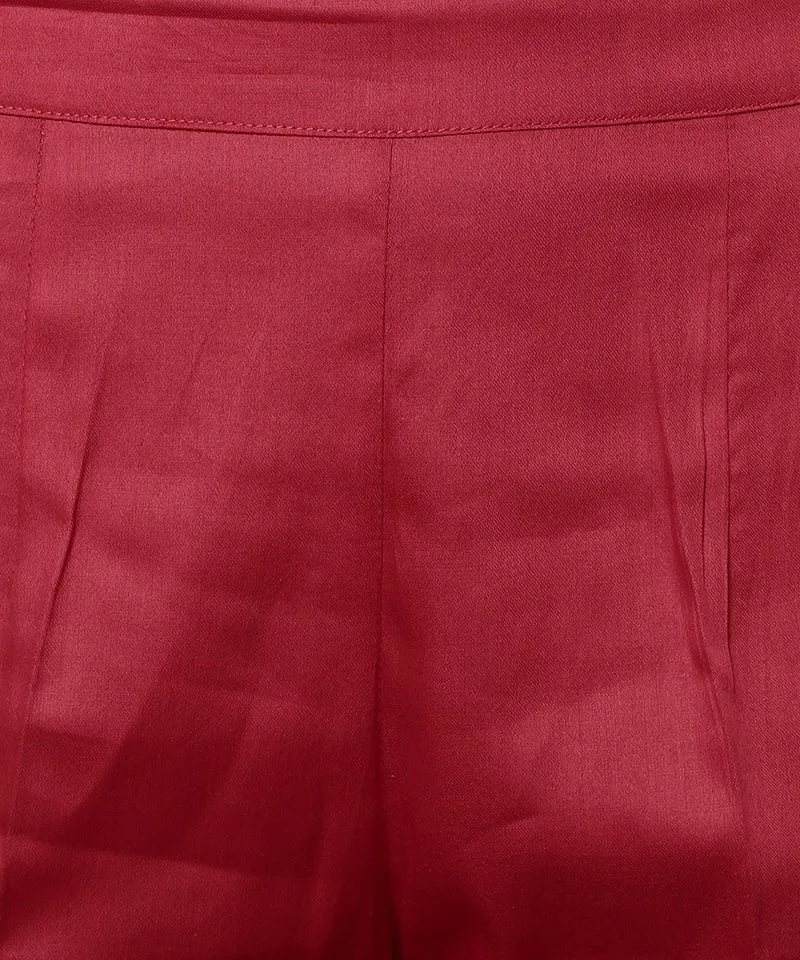 Straight Fit Red Drainpipe Pants