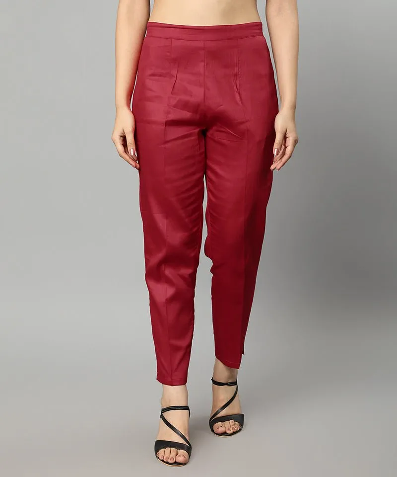 Straight Fit Red Drainpipe Pants