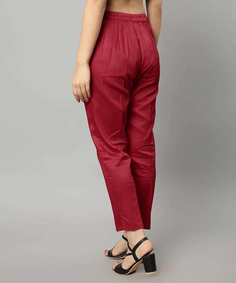 Straight Fit Red Drainpipe Pants