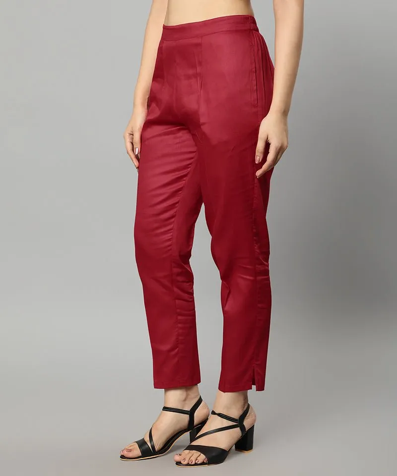 Straight Fit Red Drainpipe Pants