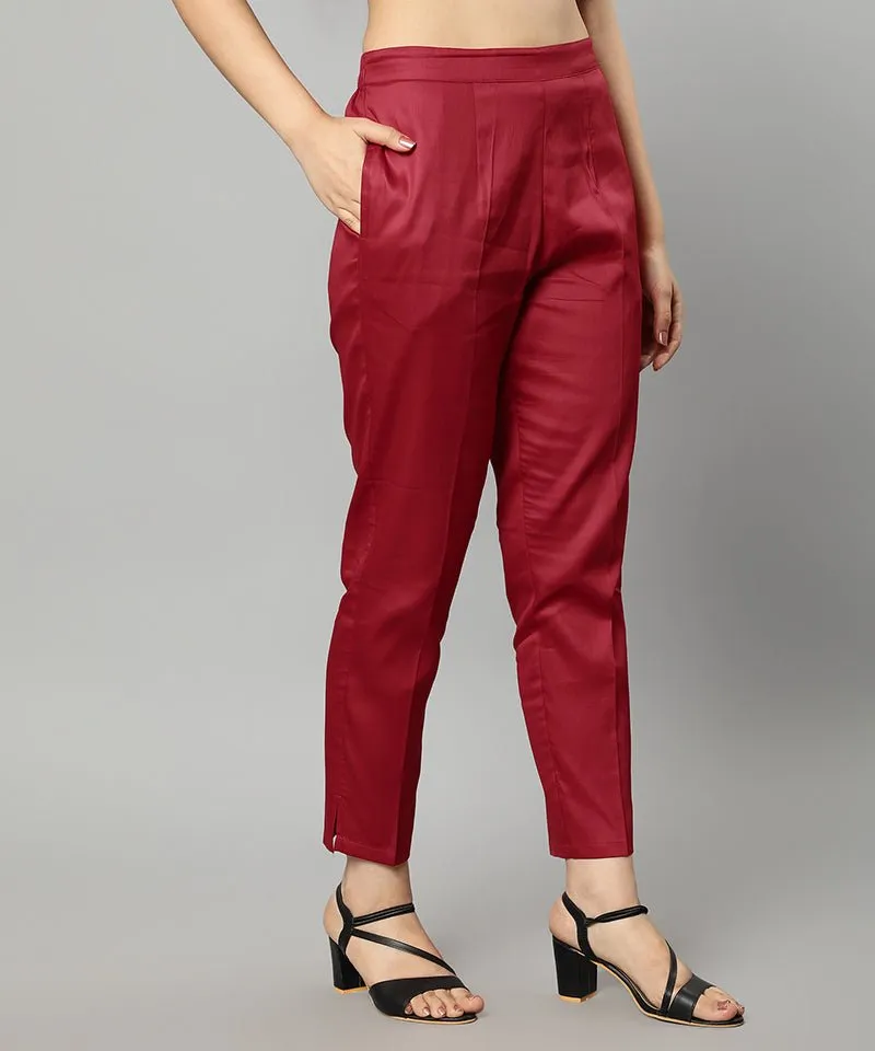 Straight Fit Red Drainpipe Pants