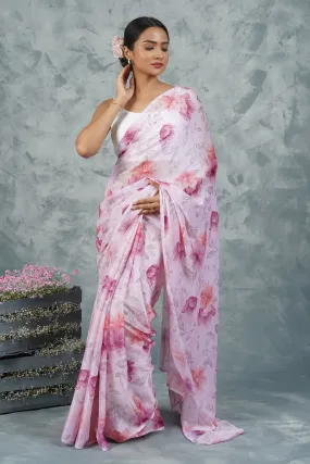 Teejh Blush Blossom Dream Digital Print Chiffon Saree