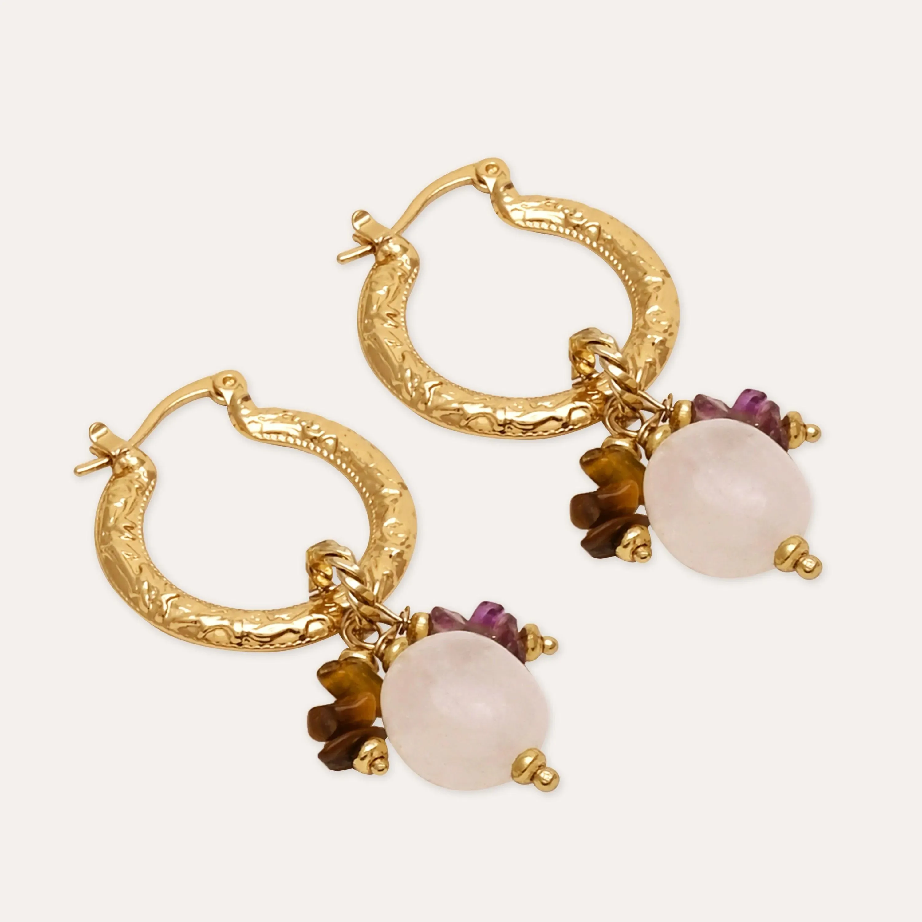 TFC Colorful Stones Gold Plated Dangler Earrings