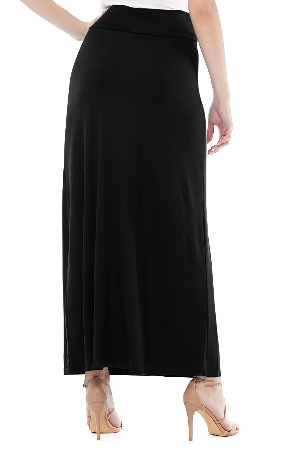 Women's Casual Solid High Waisted A -line Maxi Skirt Elastic Waistband (Pack of 3,1,NULL,NULL)