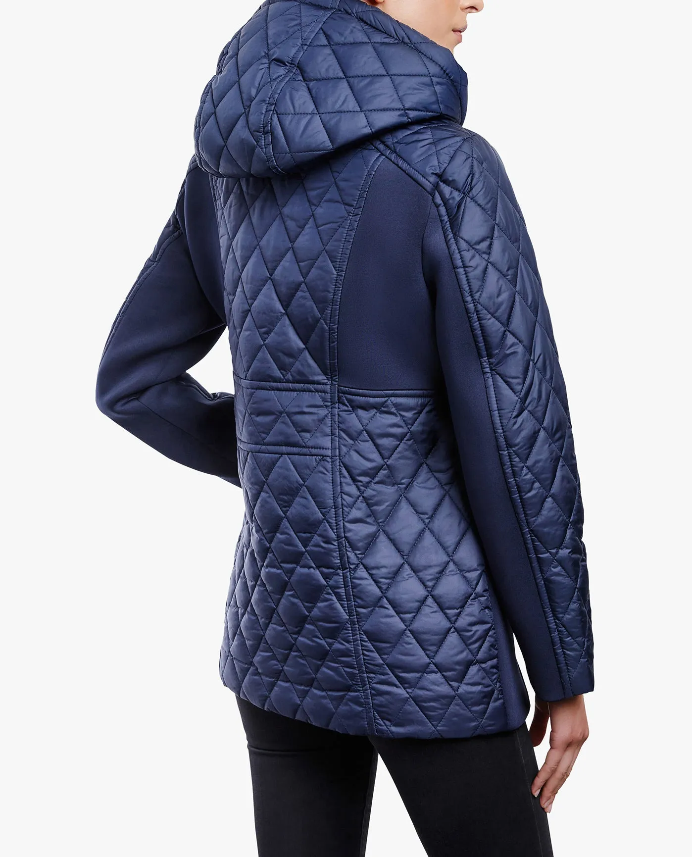 ZIP FRONT HOODED QUILTED JACKET